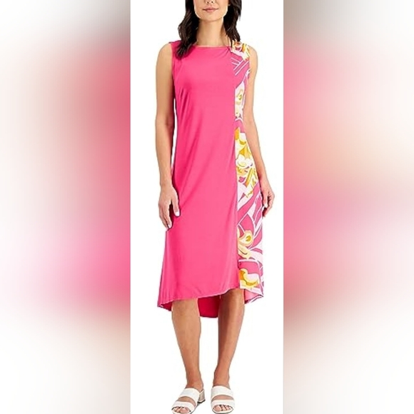 JM Collection Dresses & Skirts - JM collection boho print block cottage core pink floral comfy dress XXL